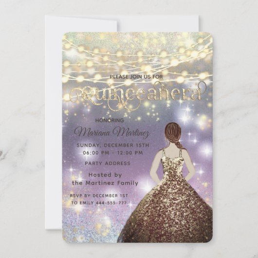 Koele glitter elegante String lichten gouden schit Kaart (Voorkant)