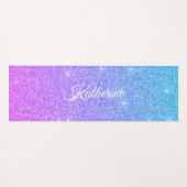 Koele Glitter Gradiënt Meisjesachtig Script Naam Yogamat (Voorkant (horizontaal))
