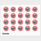Koele Gothic Vibrant Kleurrijke Pop Art Skull Face Ronde Sticker (Vel)