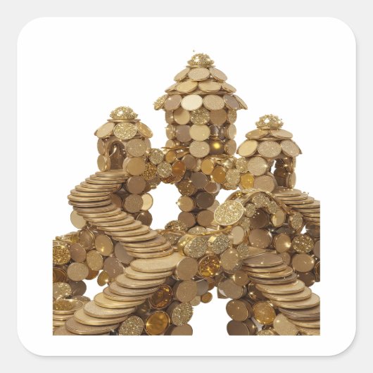 Koele Gouden Abstract Sticker Grafisch (Voorkant)