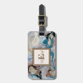 Koele gouden marmer textuur monogram bagagelabel (Voorkant verticaal)