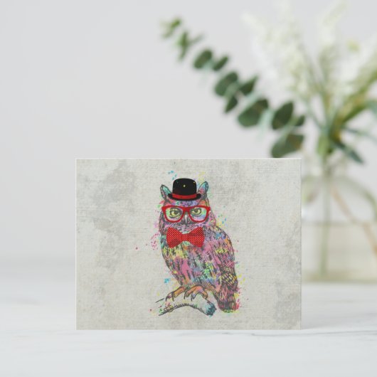 Koele grappige trendy kleurrijke watercoloursuil briefkaart (Staand voorkant)