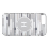 Koele grijstinten strepen Aangepaste Monogram Case-Mate iPhone Case (Achterkant (Horizontaal))