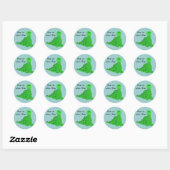 Koele Groene Dinosaurus Ronde Sticker (Vel)