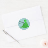 Koele Groene Dinosaurus Ronde Sticker (Envelop)