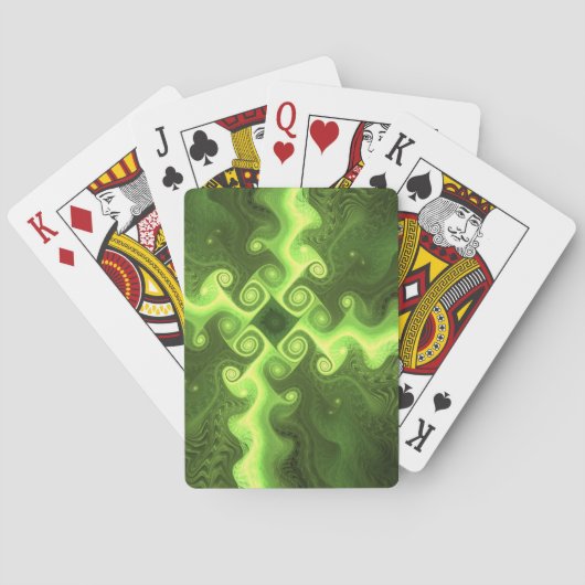 Koele Groene Fractal Art Pokerkaarten (Achterkant)