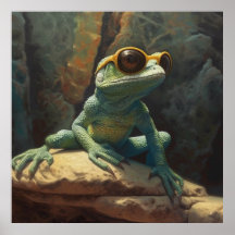 Koele groene gekko met zonnebril