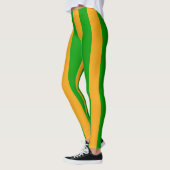 Koele Groene Gele Kerstmisstreep Leggings (Links)