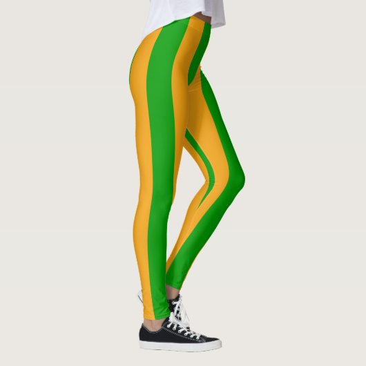Koele Groene Gele Kerstmisstreep Leggings (Rechts)