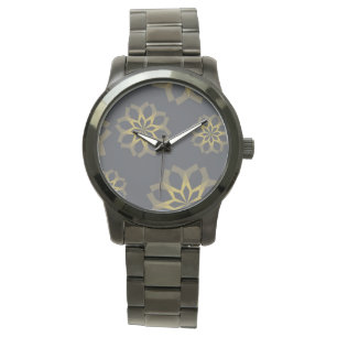 Koele, groene, unieke, moderne trendbloem abstract horloge