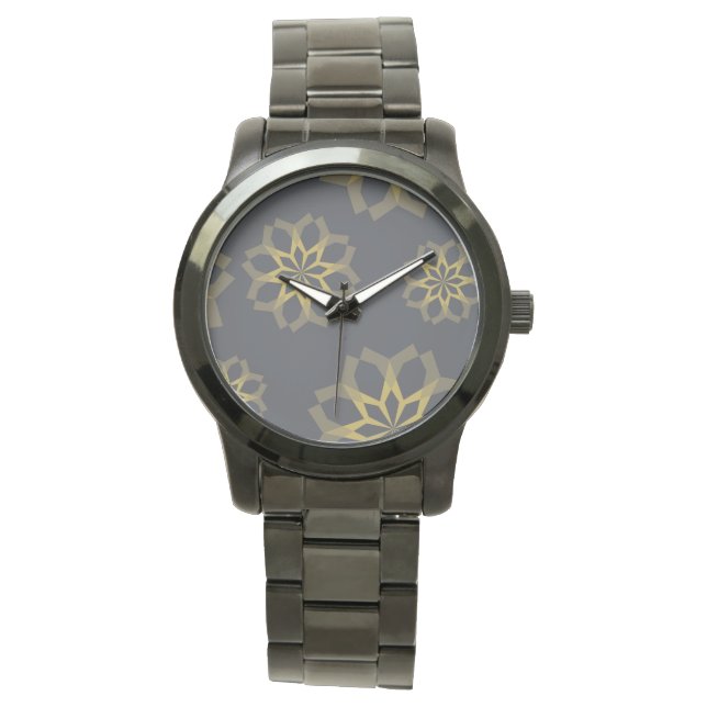 Koele, groene, unieke, moderne trendbloem abstract horloge (Voorkant)