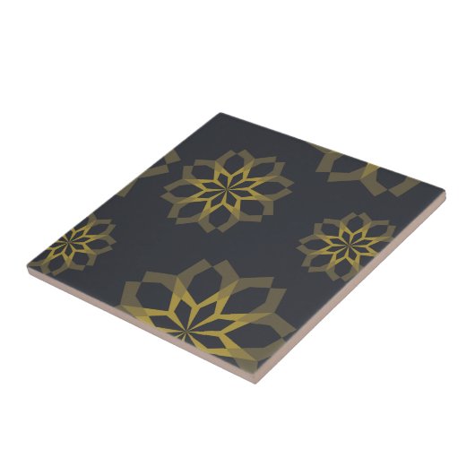 Koele, groene, unieke, moderne trendbloem abstract tegeltje (Zijkant)