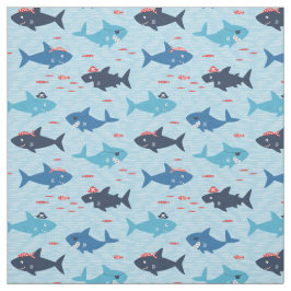 Koele haaien met piraat petten op lichtblauw stof