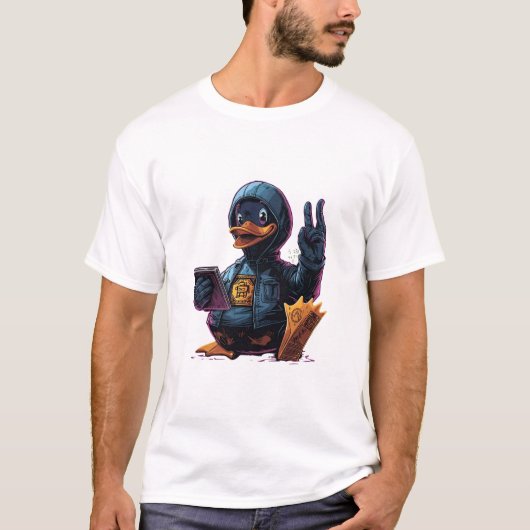 Koele Hacker Eend Illustratie-Cyber Tech Programme T-shirt (Voorkant)
