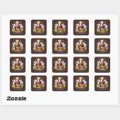 Koele hamburger koe aanpasbaar vierkante sticker (Vel)