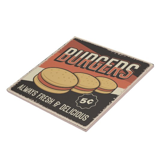 Koele hamburger retro  tegeltje (Zijkant)