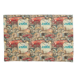 Koele hand getekend Unieke oude auto  kunstwerk Kussensloop