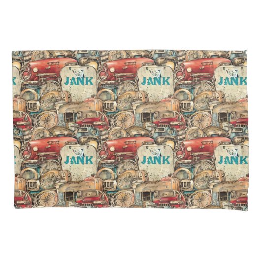 Koele hand getekend Unieke oude auto  kunstwerk Kussensloop (Voorkant)