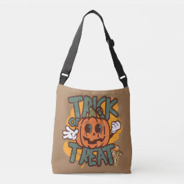 Koele  hand getrokken cartoon gezicht op pompoen crossbody tas