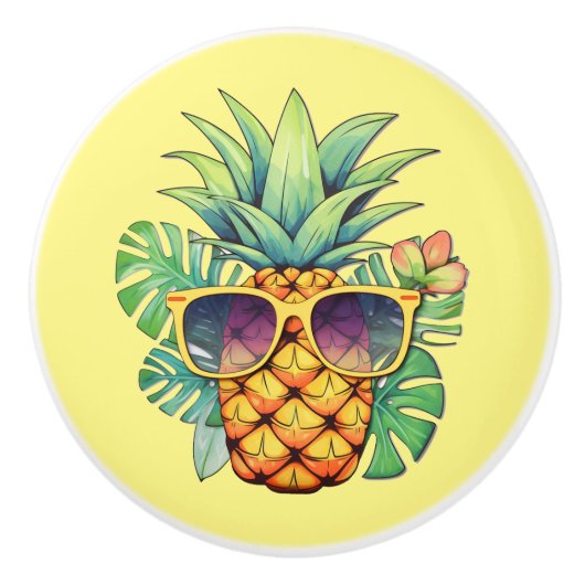 Koele Hawaïaanse ananas Keramische Knop (Voorkant)