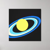Koele Heldere Gele Saturn Blauwe Witte Groene Ring Canvas Afdruk (Voorkant)