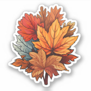 Koele herfstkleuren bladeren Thanksgiving Herfst e Sticker