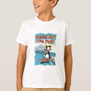 Koele het Surfen Yule Hawaiiaanse Pinguïnen Achter T-shirt