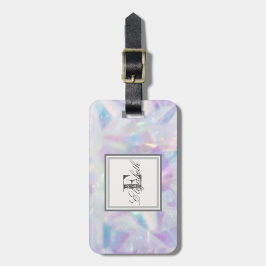 Koele Holografische, Diamant Monogram-Gepersonalis Bagagelabel (Voorkant verticaal)