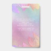 Koele holografische tropische bladeren script pool badge (Achterkant)