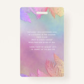 Koele holografische tropische bladeren script pool badge (Achterkant)