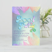 Koele holografische tropische bladeren script pool kaart (Staand voorkant)