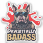 Koele hond met passief badass vinyl sticker (Voorkant)