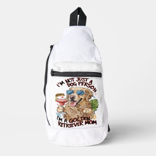 Koele hond met zonnebril nippen drink sling bag (Voorkant)