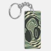 Koele hoofdtelefoon Groene tweekleurige spiraal Sleutelhanger (Voorkant Links)