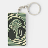 Koele hoofdtelefoon Groene tweekleurige spiraal Sleutelhanger (achterkant)