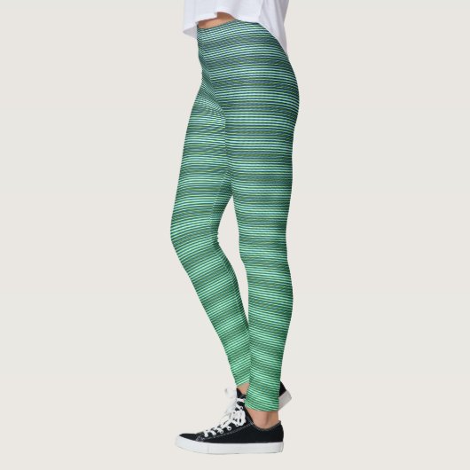 Koele horizontale groene strepen Blauwe gradiënt t Leggings (Links)