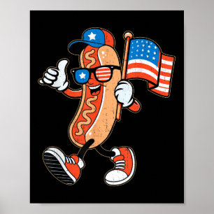 Koele Hotdog Zonnebrillen Met Amerikaanse Vlag 4 J Poster