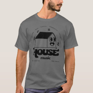 koele house muziekafdruk achter retro stripverhaal t-shirt