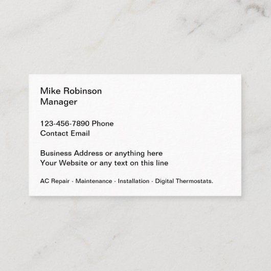Koele HVAC Dubbele Kant Visitekaartjes (Achterkant)