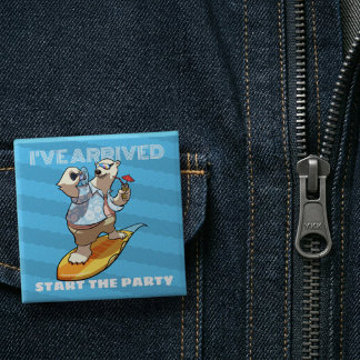 Koele ijsbeer feest accessoire surfen artwork vierkante button 5,1 cm