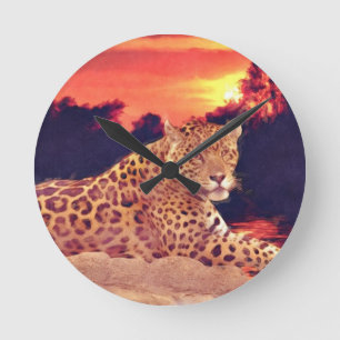 Koele Jaguar bij Tikal Big Cat Wildlife Wall Clock Ronde Klok