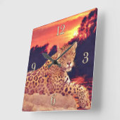 Koele Jaguar bij Tikal Big Cat Wildlife Wall Clock Vierkante Klok (Hoek)