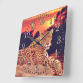 Koele Jaguar bij Tikal Big Cat Wildlife Wall Clock Vierkante Klok (Hoek)
