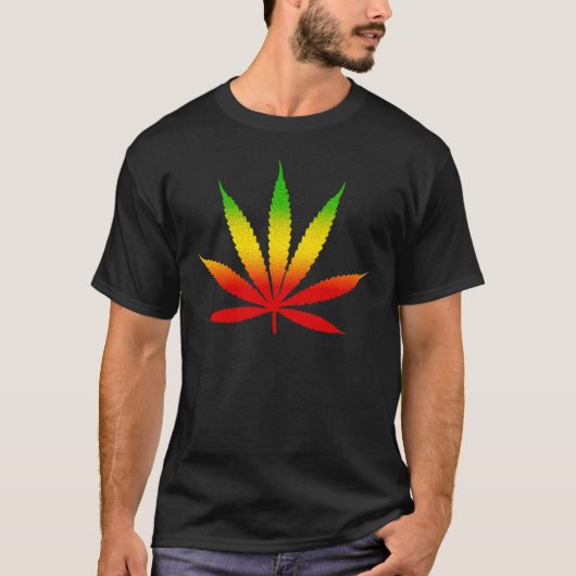 Koele Jamaicaanse kleuren Reggae Rasta Leaf Jamaic T-shirt (Voorkant)