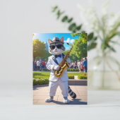 Koele Jazz Kat Briefkaart (Staand voorkant)
