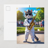 Koele Jazz Kat Briefkaart (Voorkant / Achterkant)