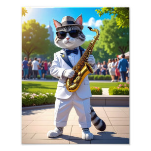 Koele Jazz Kat Foto Afdruk