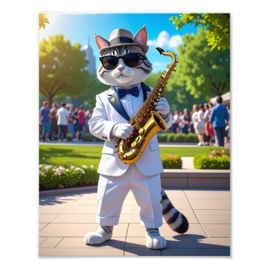 Koele Jazz Kat Foto Afdruk (Voorkant)