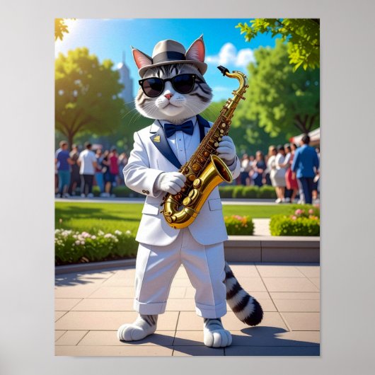Koele Jazz Kat Poster (Voorkant)