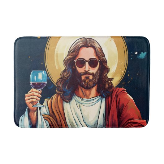 Koele Jezus Met Wijn Badmat (Voorkant)
